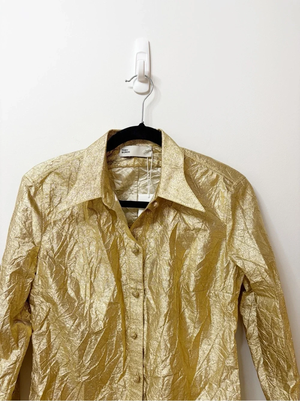 New Tory Burch Crushed Silk Button Down Shirt